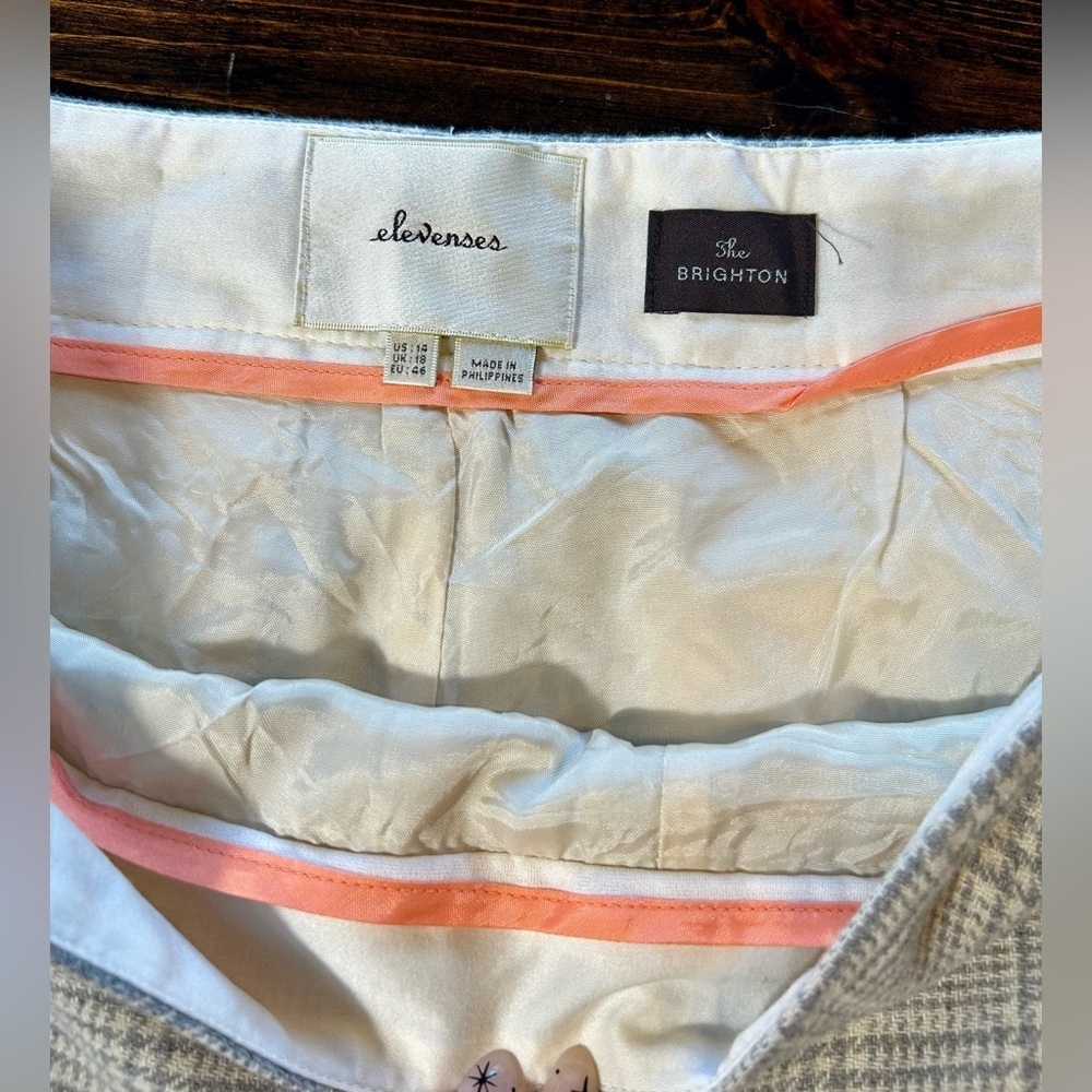 Anthropologie Elevenses The Brighton Plaid Wool Flare Trouser Pants Sz 14 - Picture 5 of 8